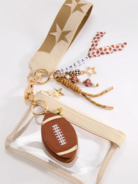 Football Zip Pouch Bag Charm Key Ring