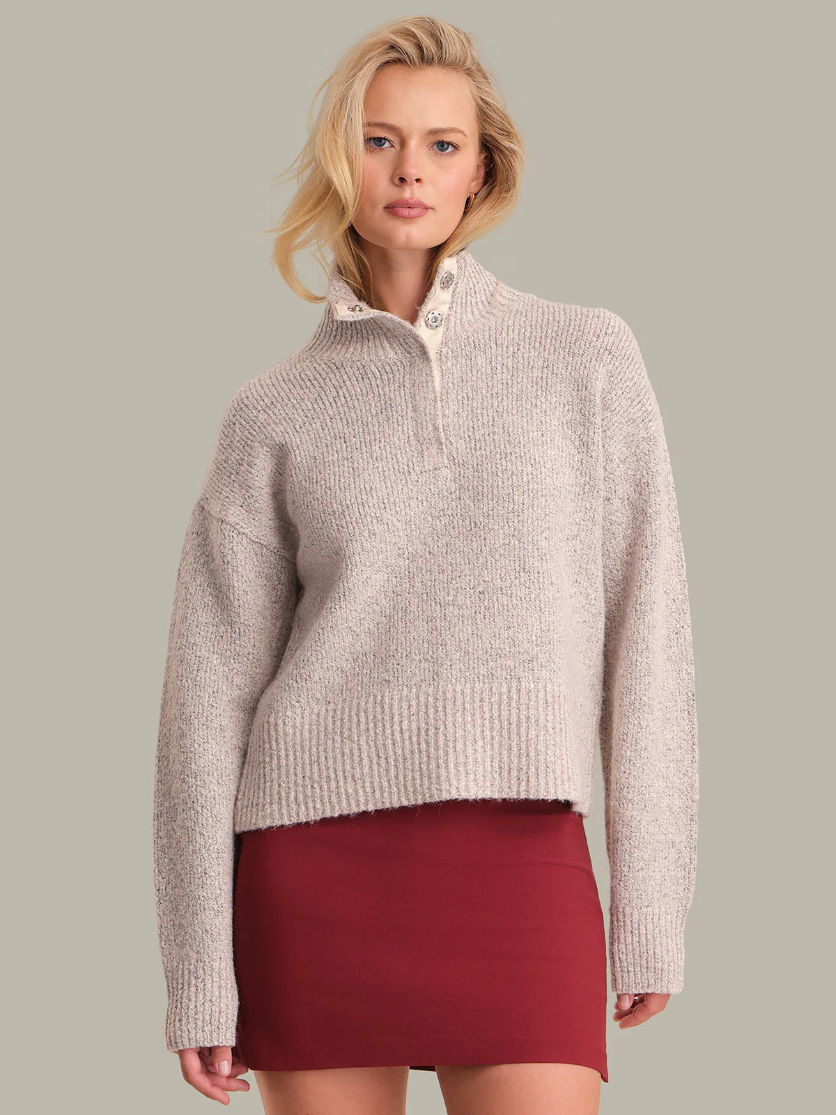Boxy Snap Front Henley