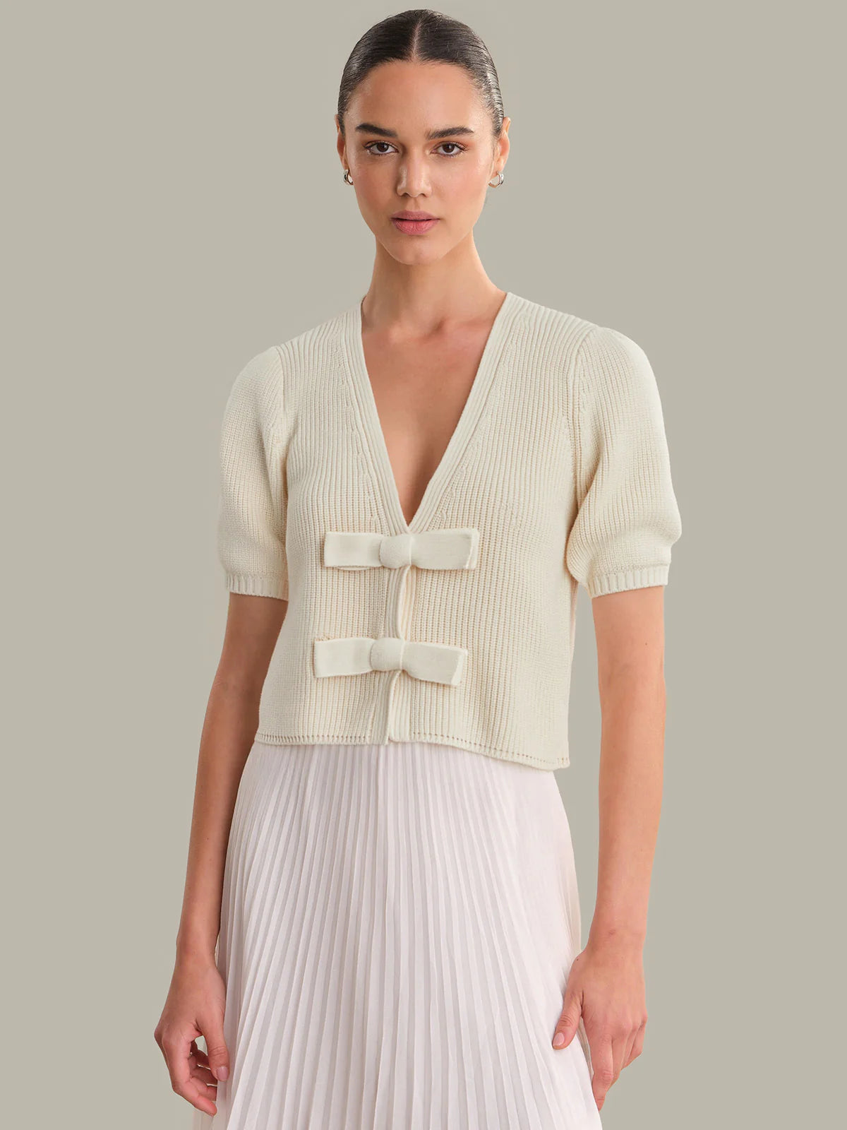 Elaine Puff Bow Cardigan - JoeyRae