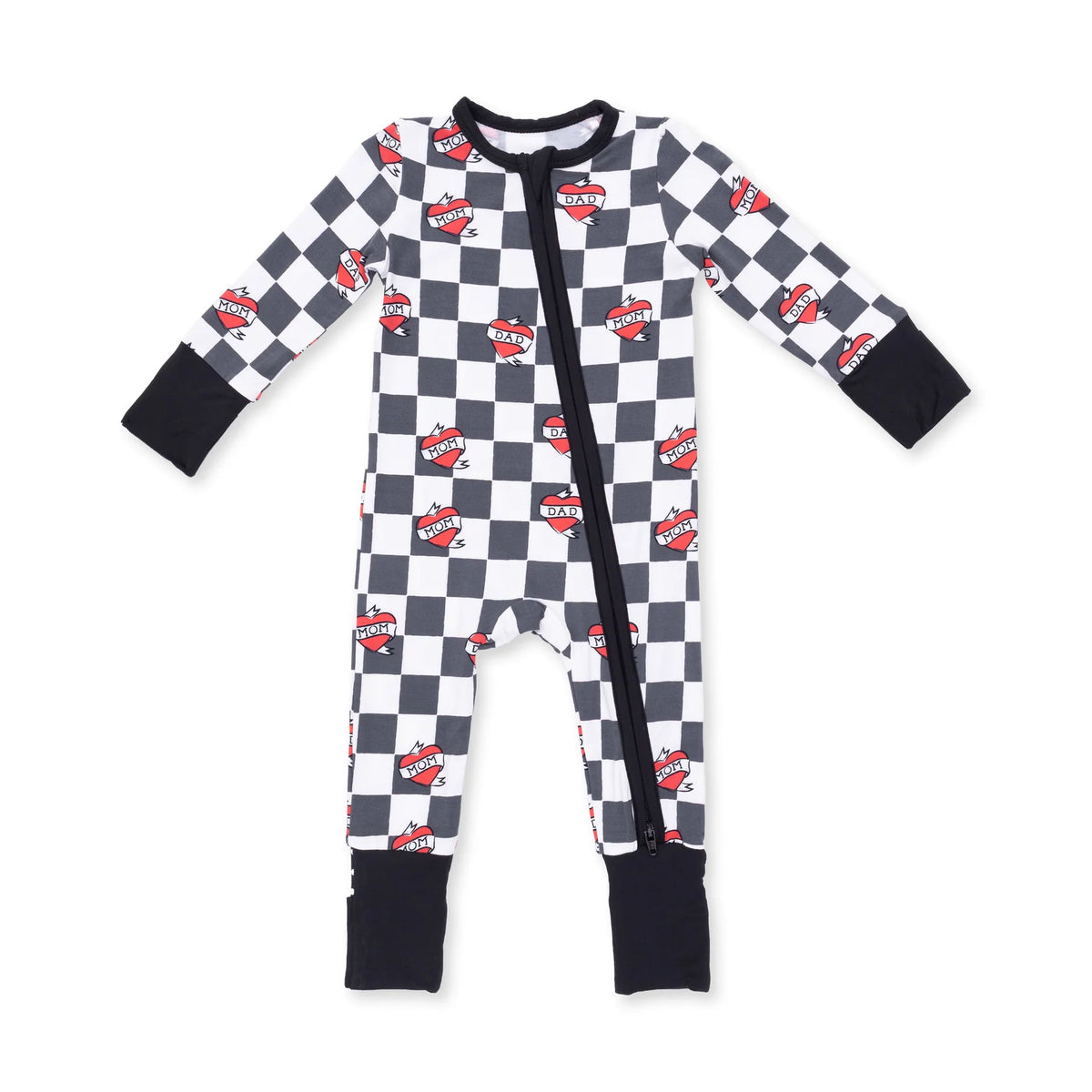 Black Heart Tattoo Check Convertible Romper