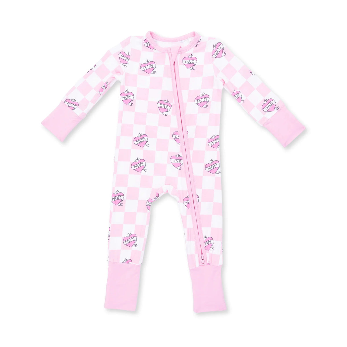 Pink Heart Tattoo Check Convertible Romper - JoeyRae