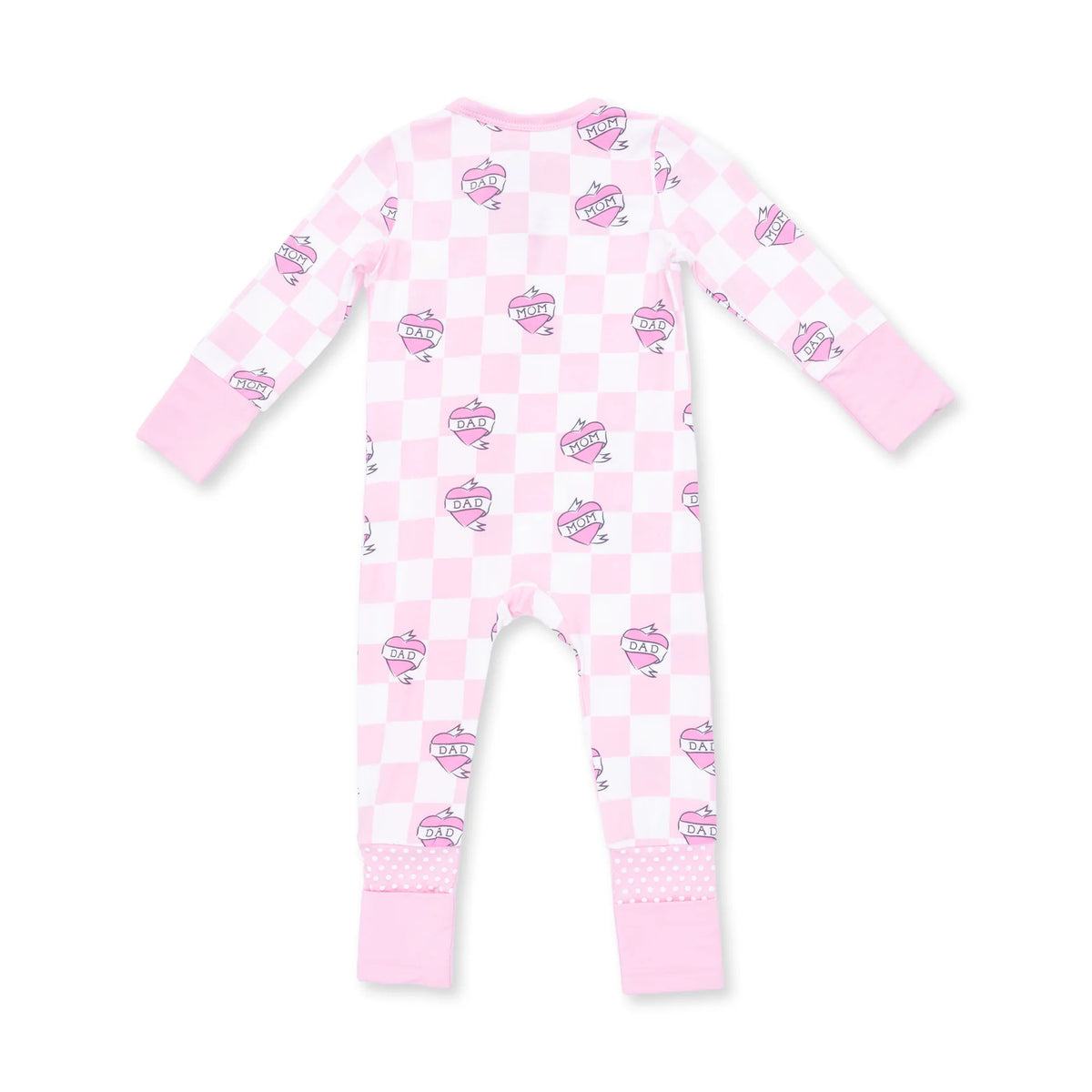 Pink Heart Tattoo Check Convertible Romper - JoeyRae