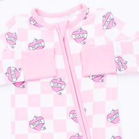 Pink Heart Tattoo Check Convertible Romper - JoeyRae