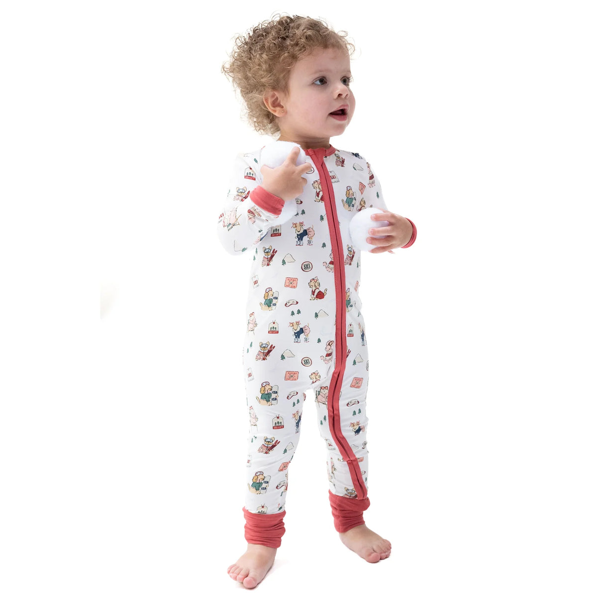 Winter Sports Dogs Pink Convertible Romper - JoeyRae