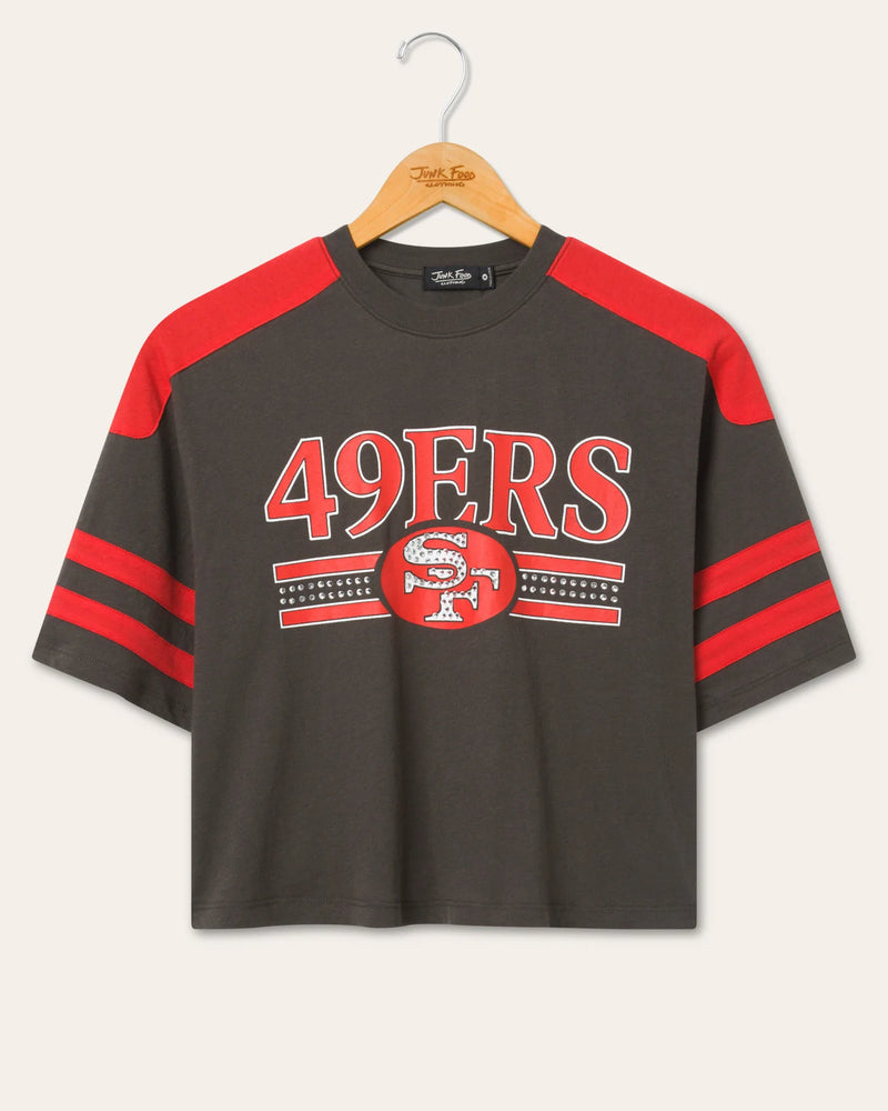 49ers Bling Striped Crop Tee - JoeyRae