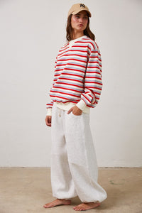 Retro Striped Crew Neck Sweatshirt