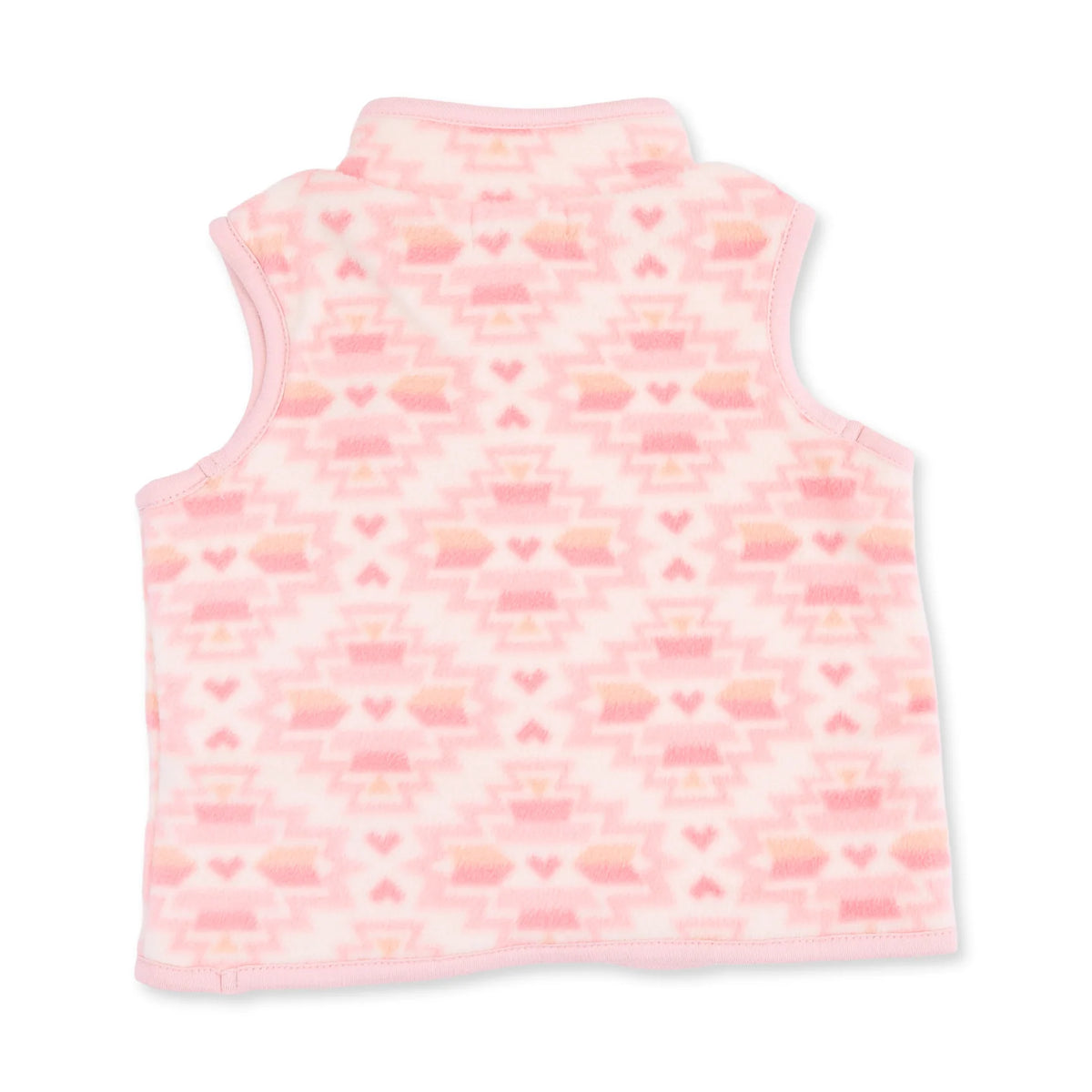 Pink Southwest Micro Fleece Zip Vest - JoeyRae