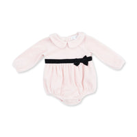 Velour Soft Pink Peter Pan Collar Bubble - JoeyRae