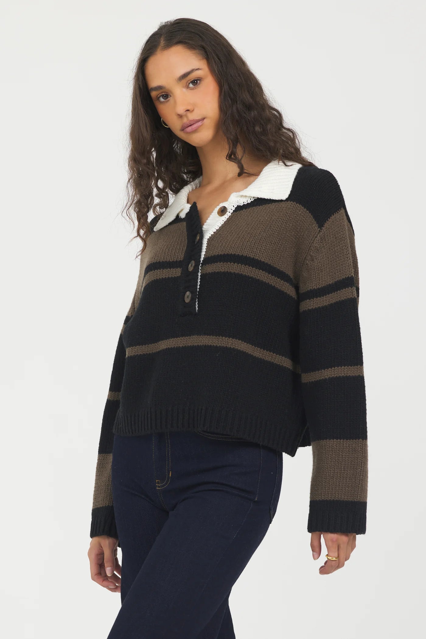 Woodland Stripe Collared Sweater - JoeyRae