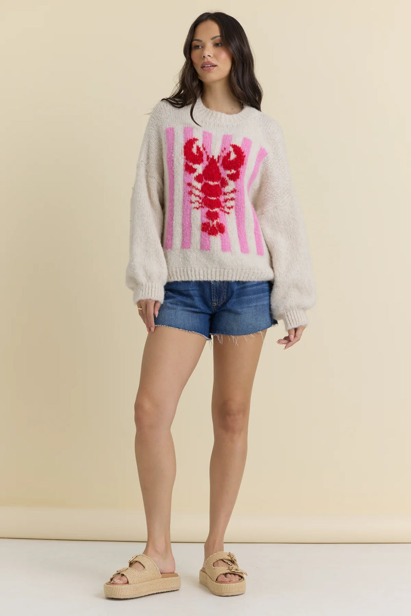 Jacquard Hot Pink Lobster Sweater - JoeyRae