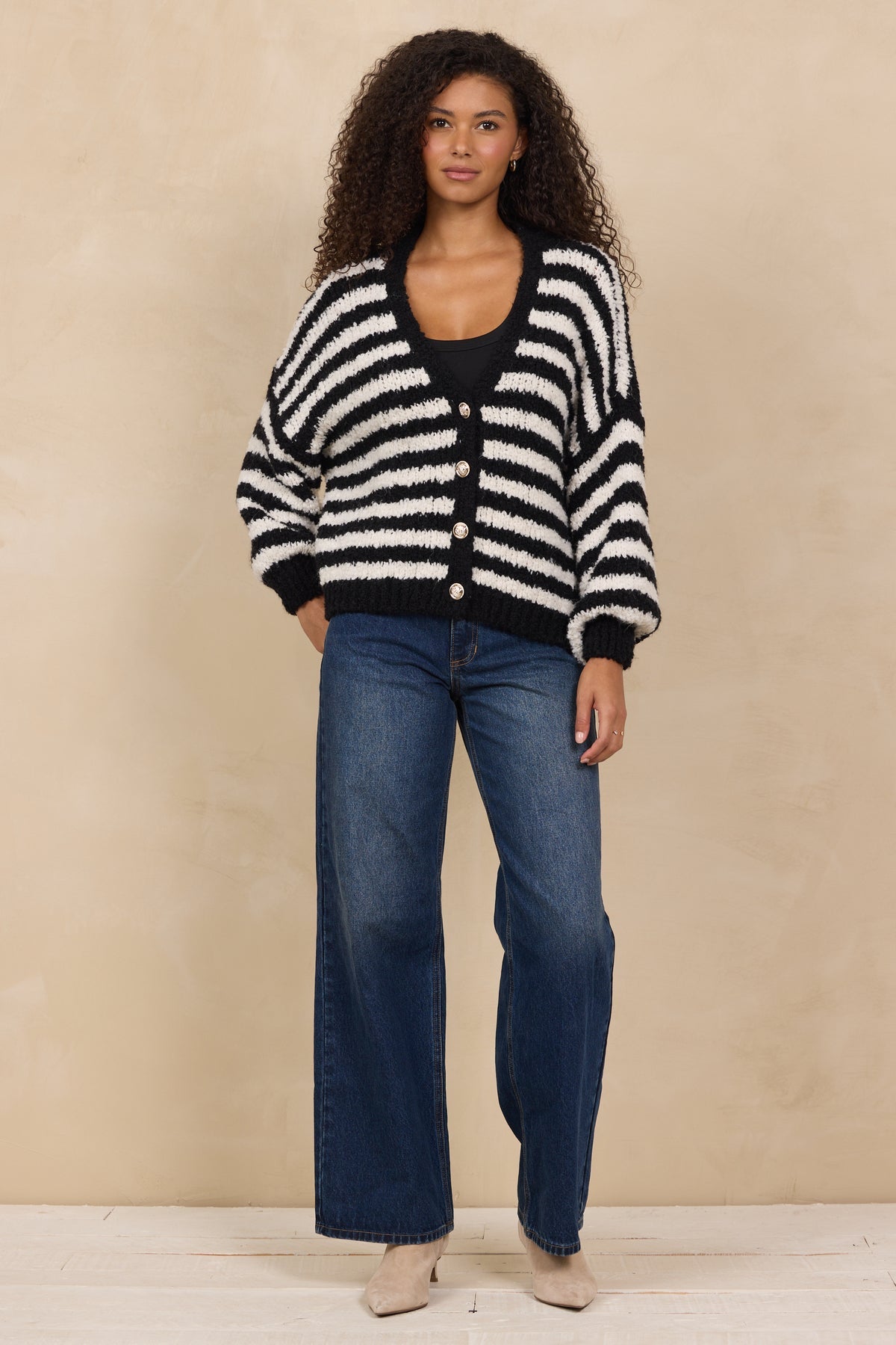 Black/White Striped Cardigan - JoeyRae