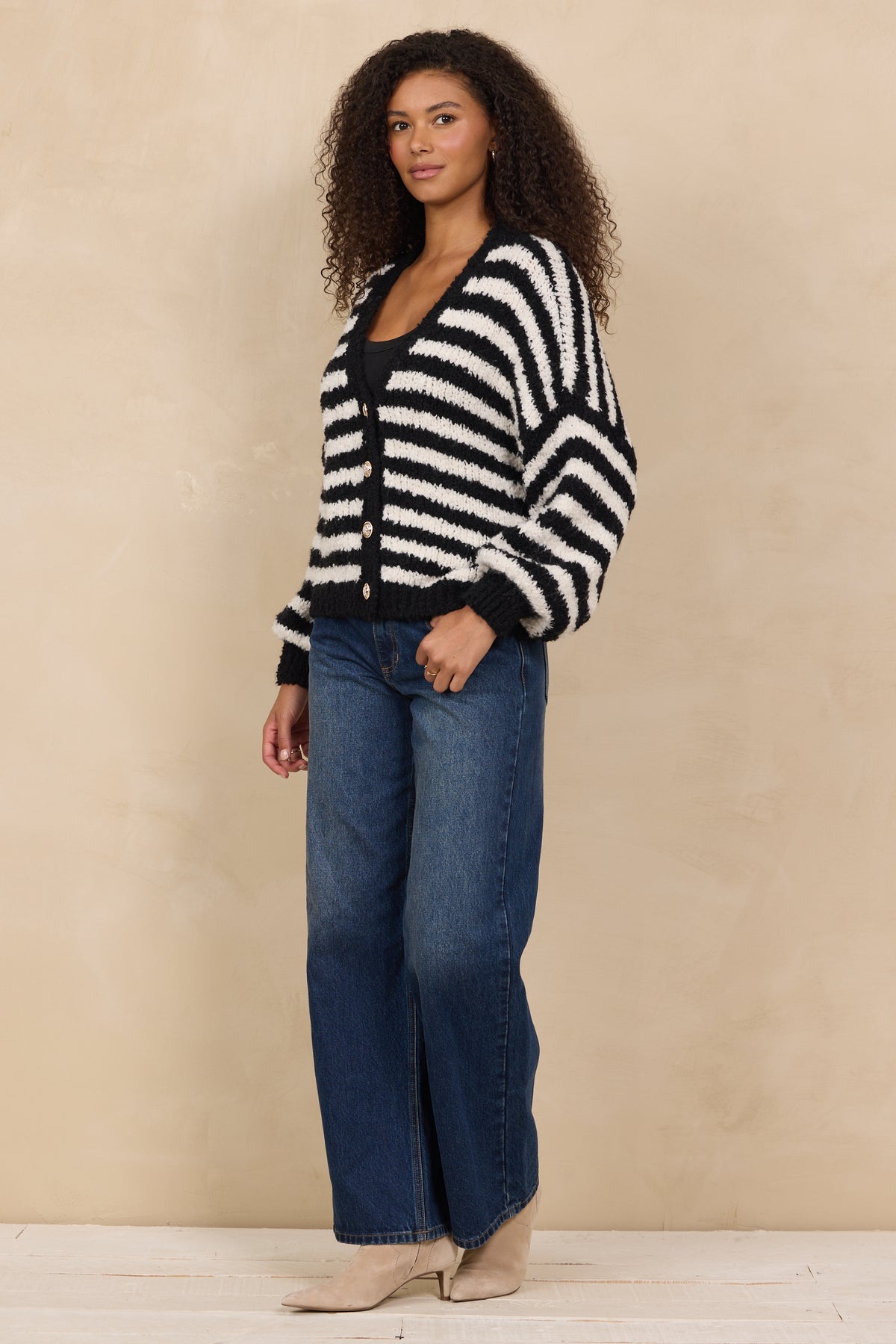 Black/White Striped Cardigan - JoeyRae