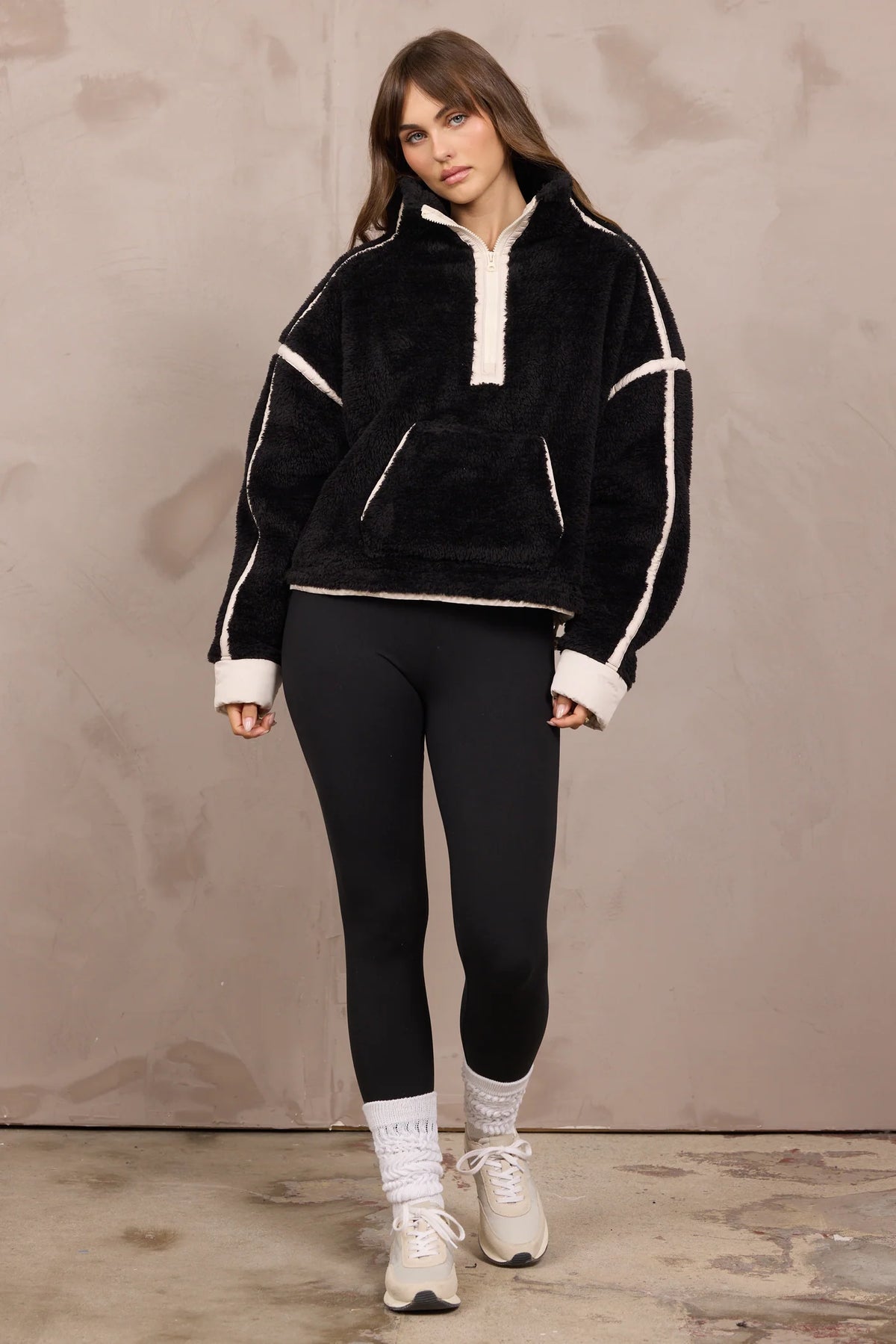 Contrast Binding Sherpa Quarter Zip - JoeyRae