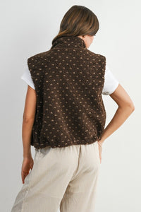 Taupe & Brown Floral Fleece Sleeveless Vest