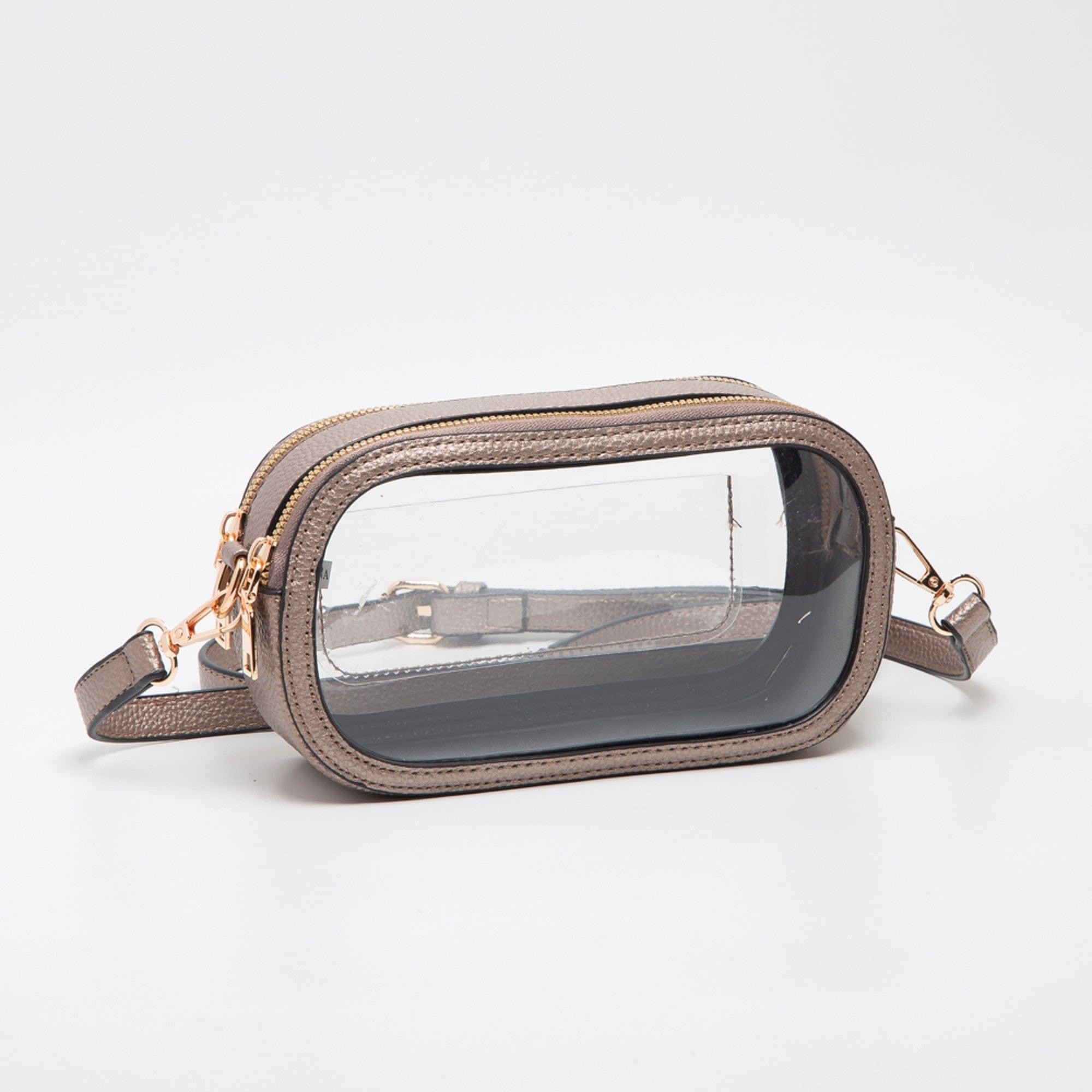 Double Zipper Oval Clear Purse