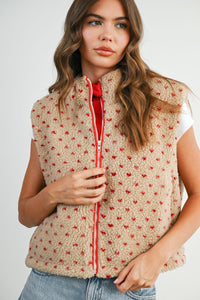 Floral Fleece Sleeveless Vest