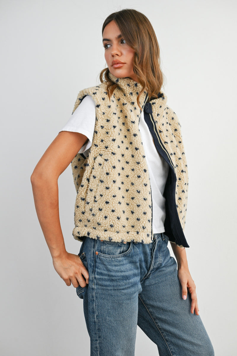 Floral Fleece Sleeveless Vest
