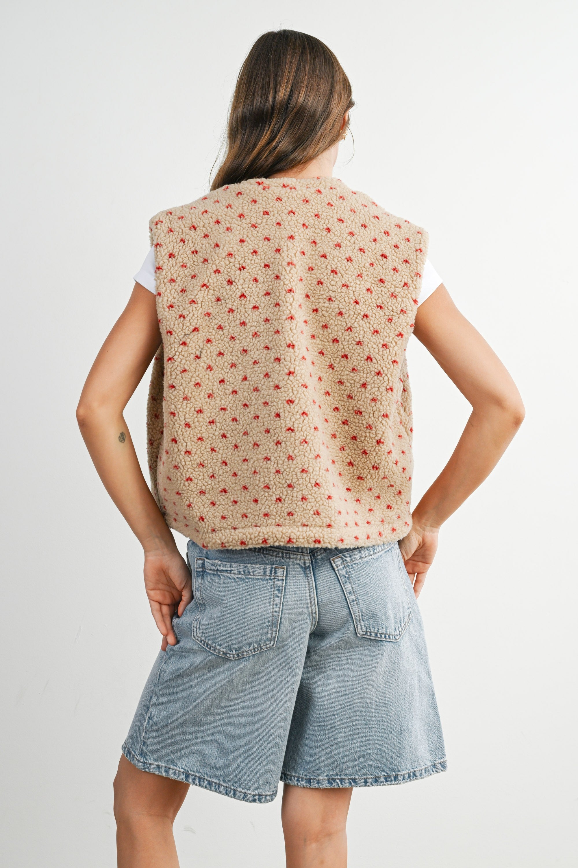Floral Fleece Sleeveless Vest