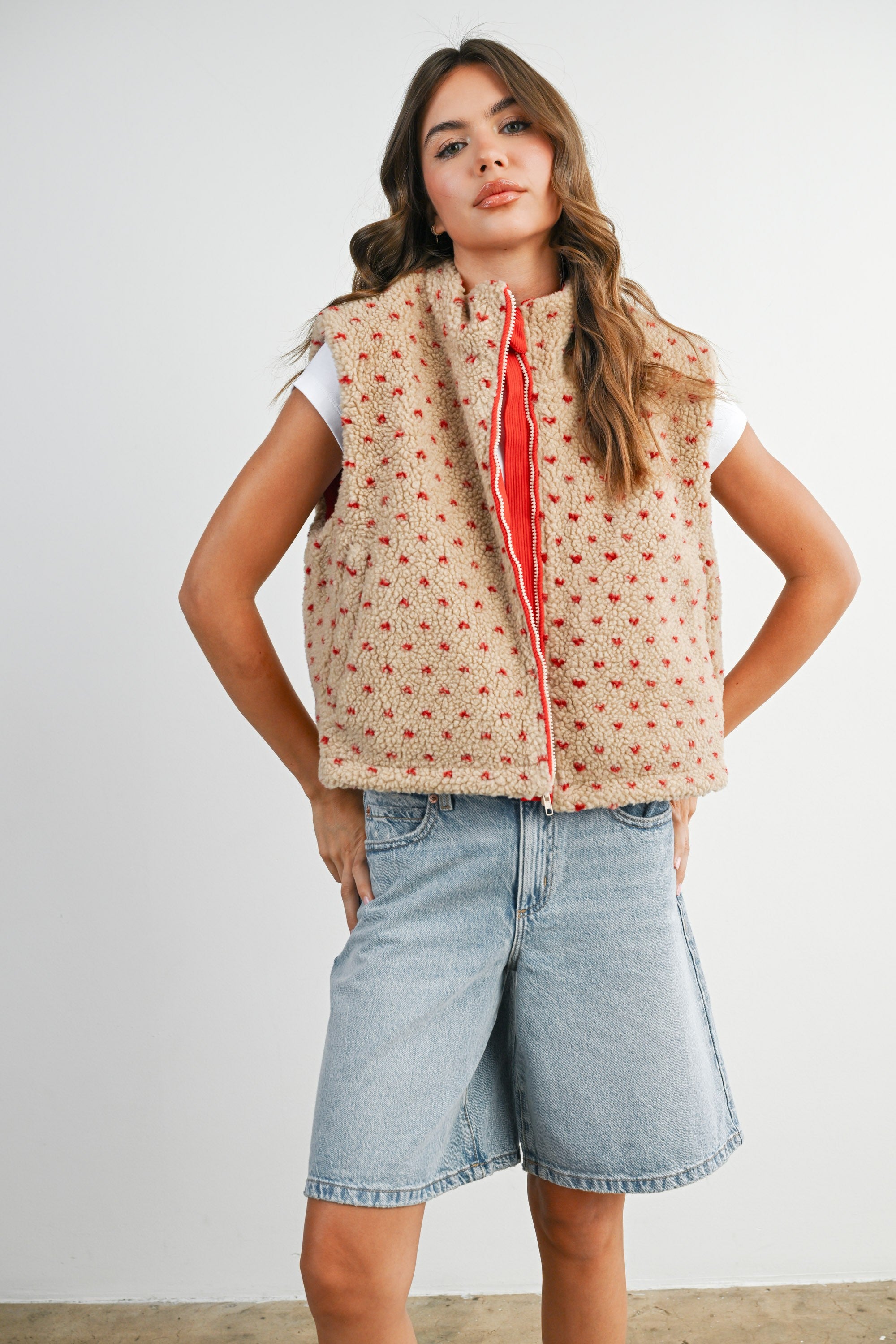 Floral Fleece Sleeveless Vest