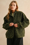 Button Front Pattern Sherpa Jacket