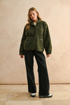 Button Front Pattern Sherpa Jacket