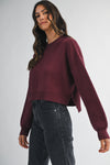 Solid Knit Mock Neck Crop Sweater