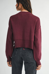 Solid Knit Mock Neck Crop Sweater