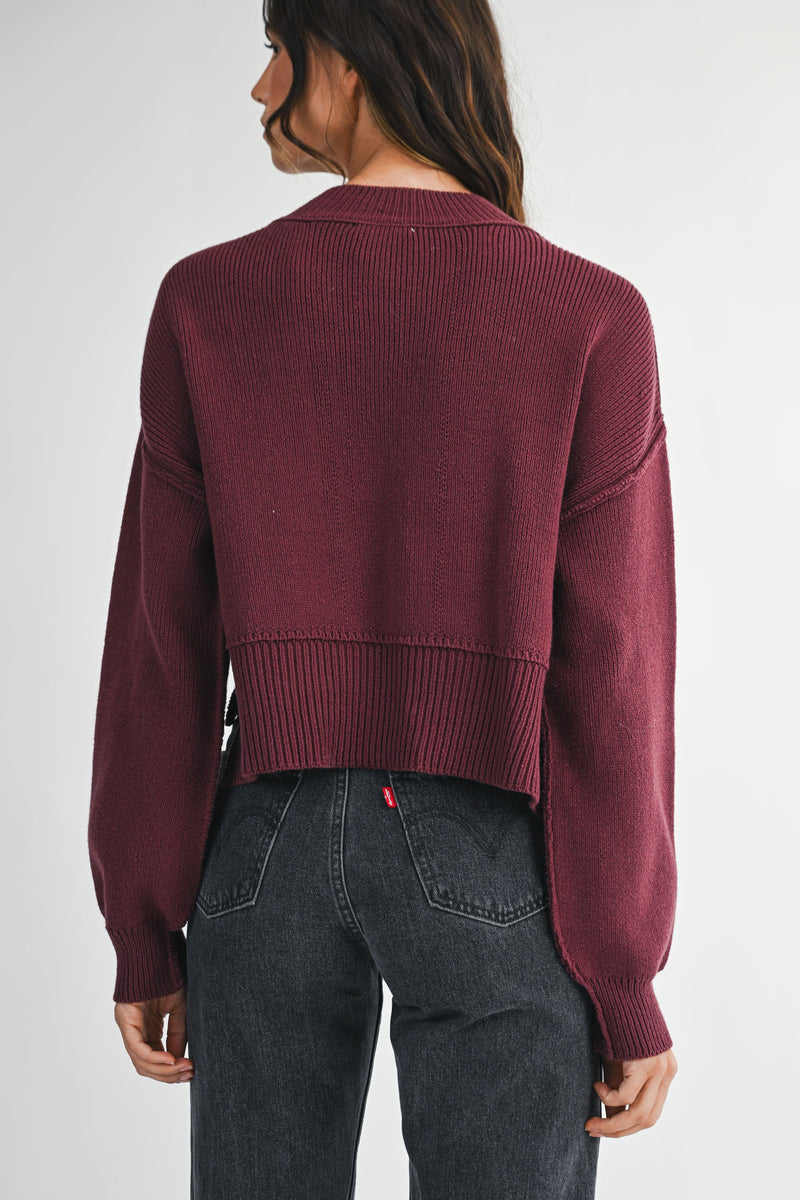 Solid Knit Mock Neck Crop Sweater