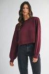 Solid Knit Mock Neck Crop Sweater