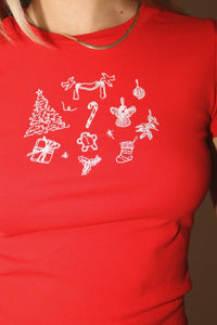 Holly Jolly Icon Sketch Baby Tee