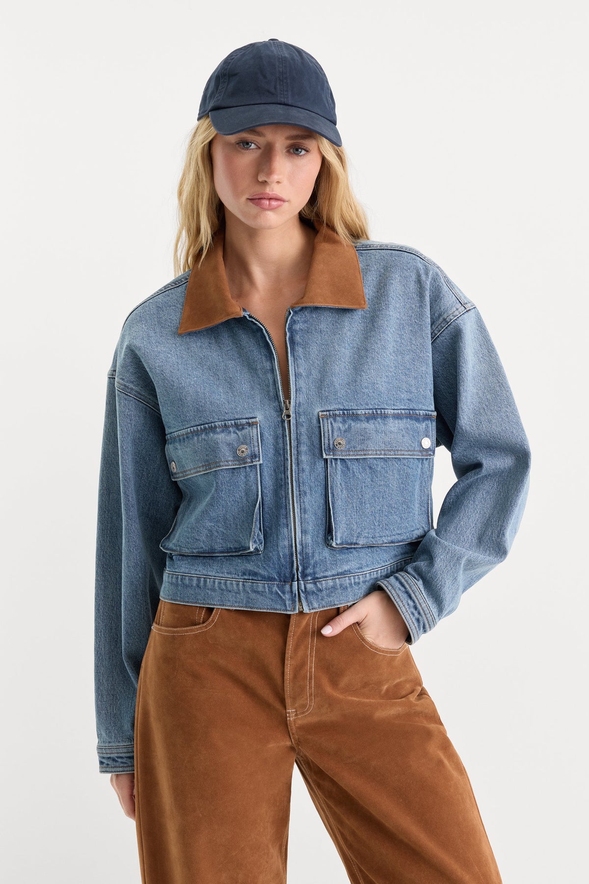 The Denim Swing Cropped Jacket - JoeyRae