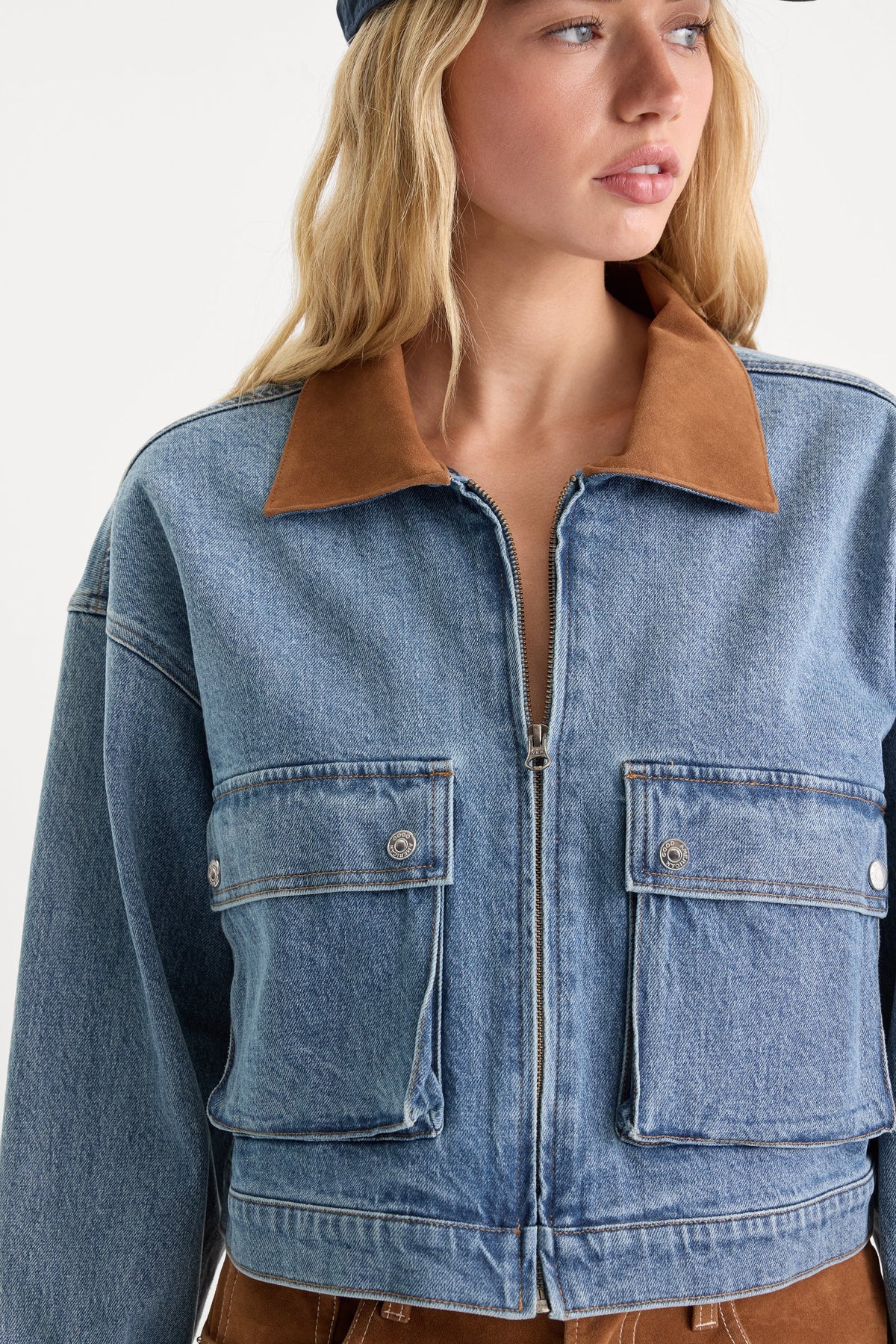 The Denim Swing Cropped Jacket - JoeyRae