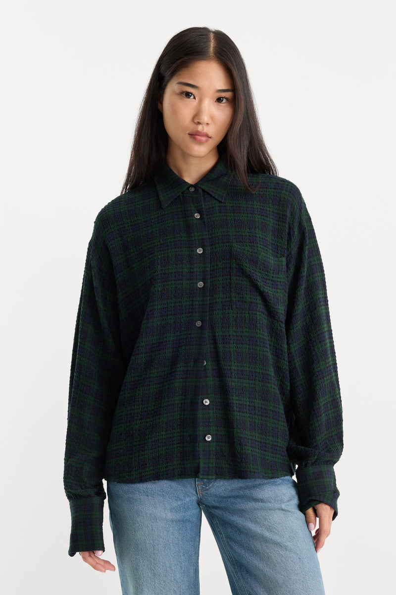 The Crinkle Easy Shirt Forest Plaid - JoeyRae