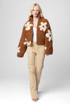 High Collar Sherpa Jacket Flower Child - JoeyRae