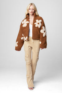 High Collar Sherpa Jacket Flower Child - JoeyRae
