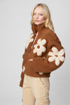 High Collar Sherpa Jacket Flower Child - JoeyRae