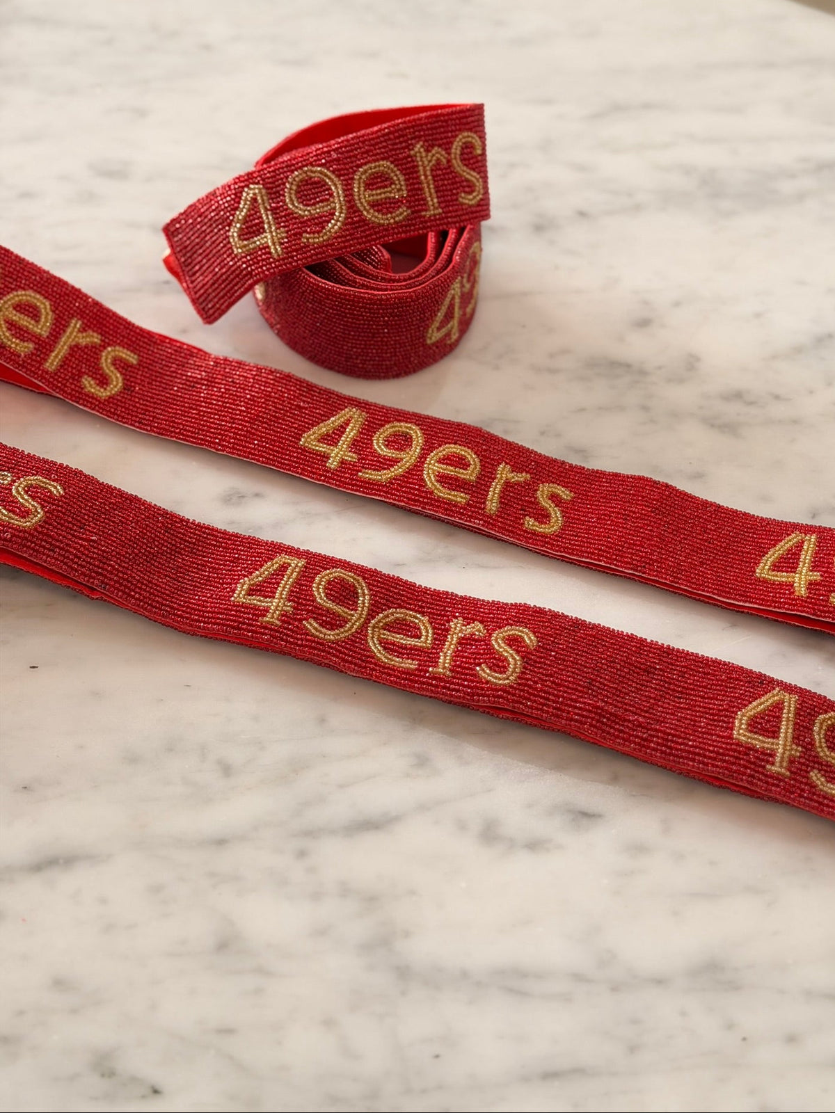 Red 49ers Beaded Bag Strap - JoeyRae