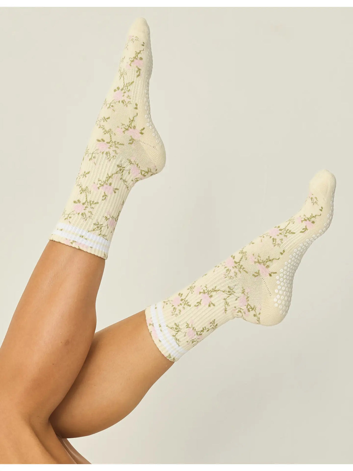 The Floral Grip Sock Vintage Rose - JoeyRae