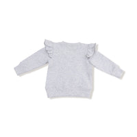 Varsity Light Grey Love Patch Ruffle Sweatshirt
