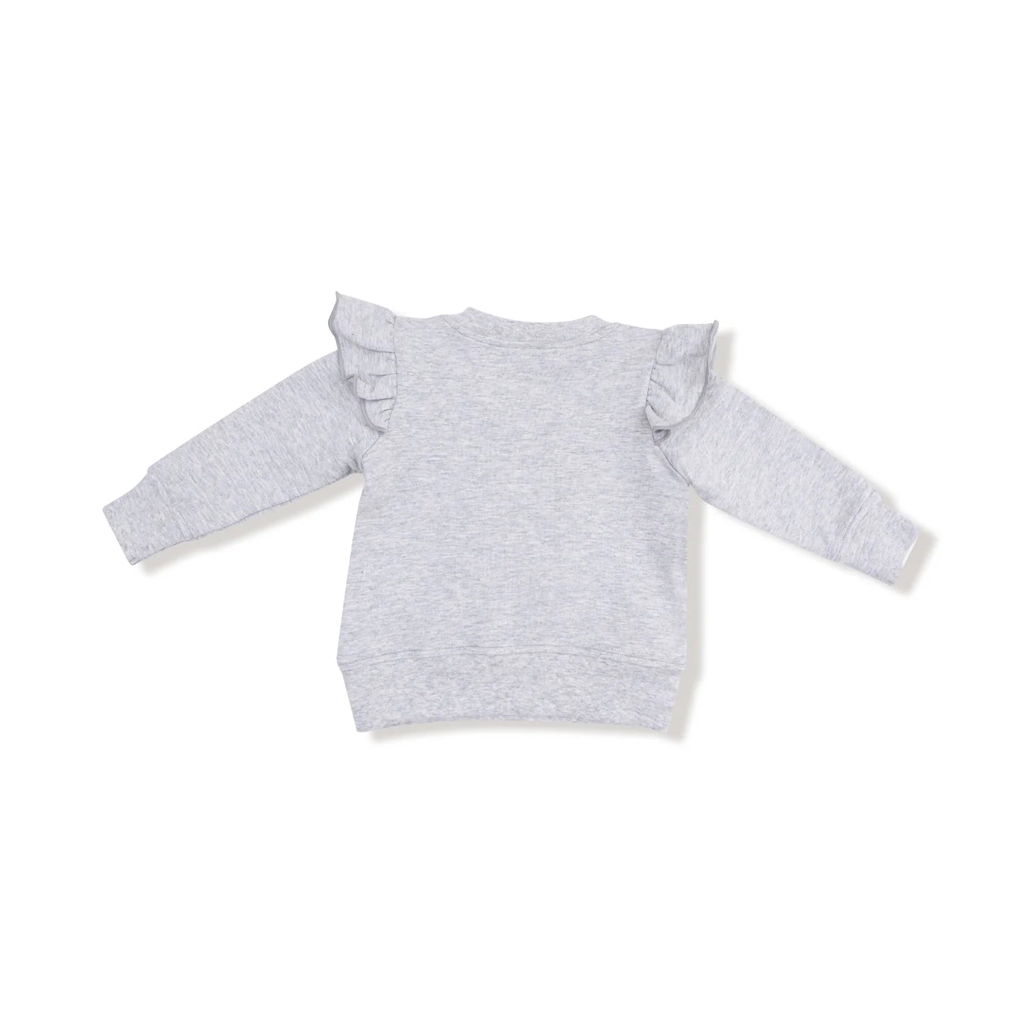 Varsity Light Grey Love Patch Ruffle Sweatshirt