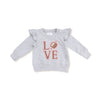 Varsity Light Grey Love Patch Ruffle Sweatshirt