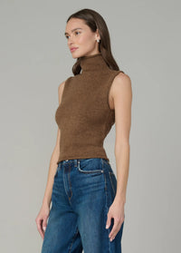 The Stevie Sleeveless Roll Neck Sweater Cinnamon