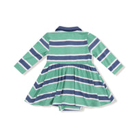 Rugby Stripe Long Sleeve Polo Bodysuit Dress