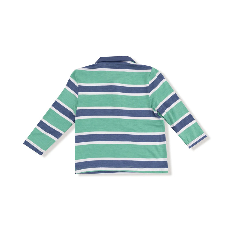 Rugby Stripe  Polo Long Sleeve Shirt