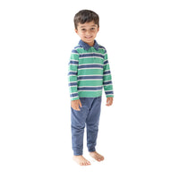 Rugby Stripe  Polo Long Sleeve Shirt