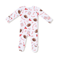 Red Touchdown Time 2 Way Zipper Footie