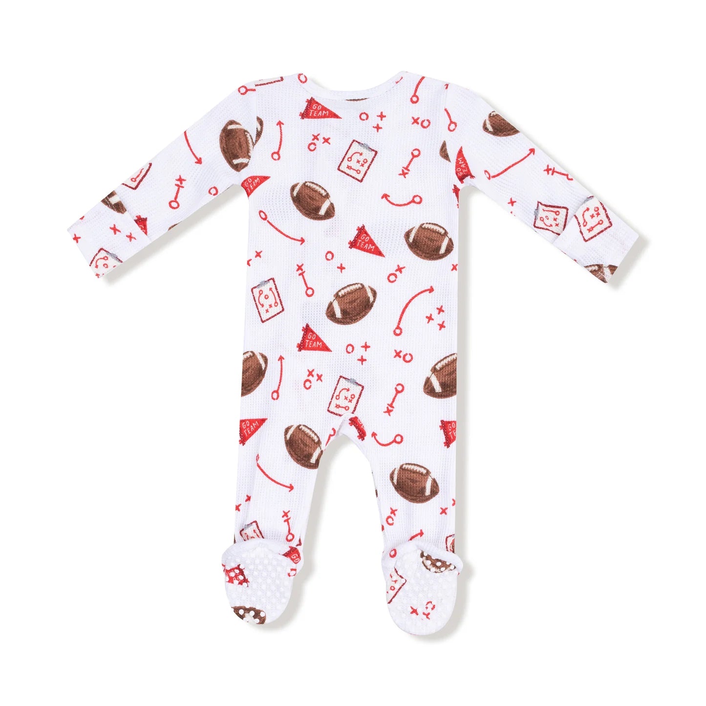 Red Touchdown Time 2 Way Zipper Footie