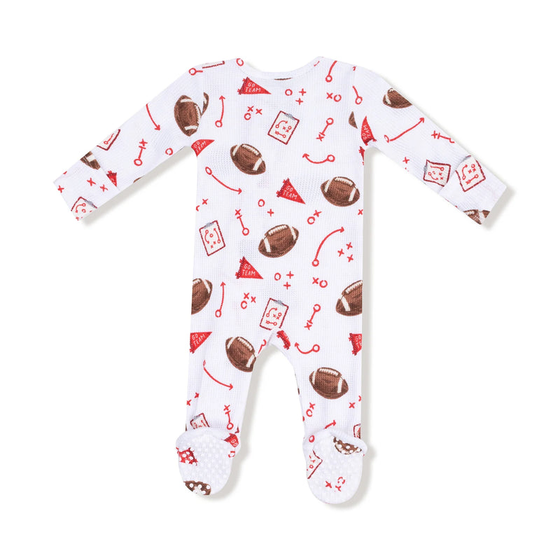 Red Touchdown Time 2 Way Zipper Footie