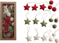 Set Wool Felt Ball and Star Ornaments - JoeyRae