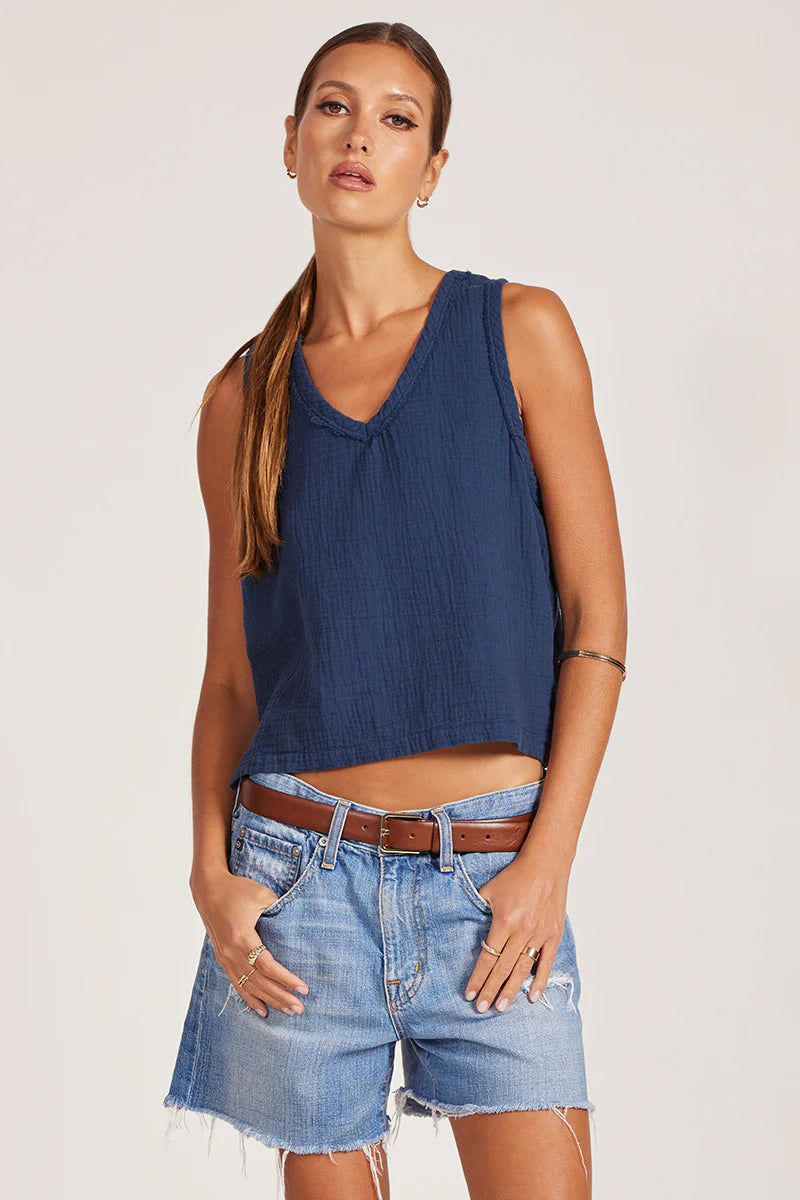 V-Neck Raw Edge Tank